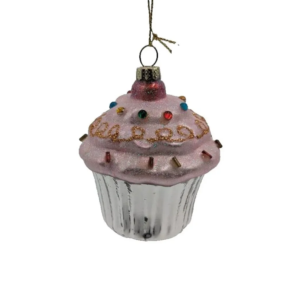 Cupcake Ornament Bubble Gum Pink  Candy‎ Sprinkles, Christmas Tree